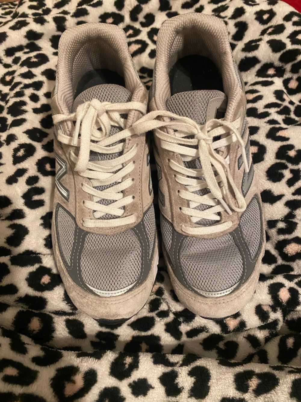 New Balance Light Gray and Cream Runner Sneakers